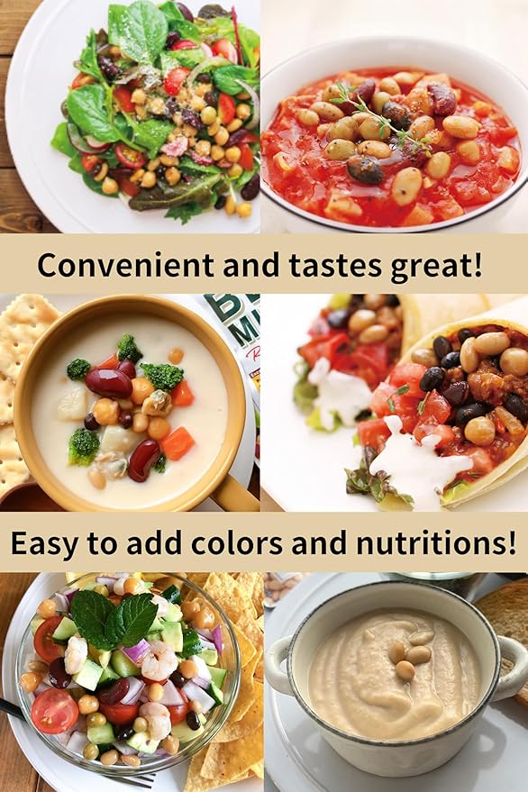 ?�Eat More Beans?‘Organic Fully Cooked Perfect Beans - Economy Pack, USDA Vegan Vegetarian Healthy Food- Variety of Organic Edamame, Chickpea, Black Beans, Green Peas, Kidney Beans (12 Packs, 5 oz)