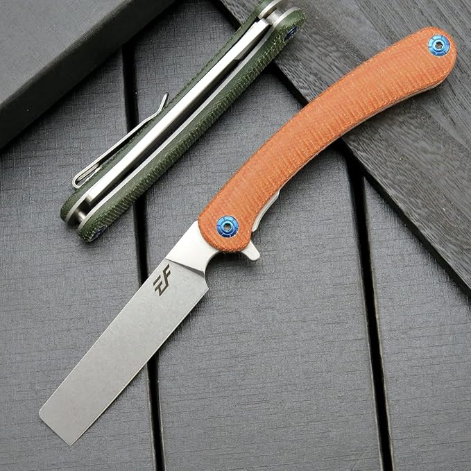 Eafengrow EF939 Folding Knife, D2 Steel Blade Micarta Handle EDC Tool Pocket Knife Folder for Working Camping(Micarta Brown)