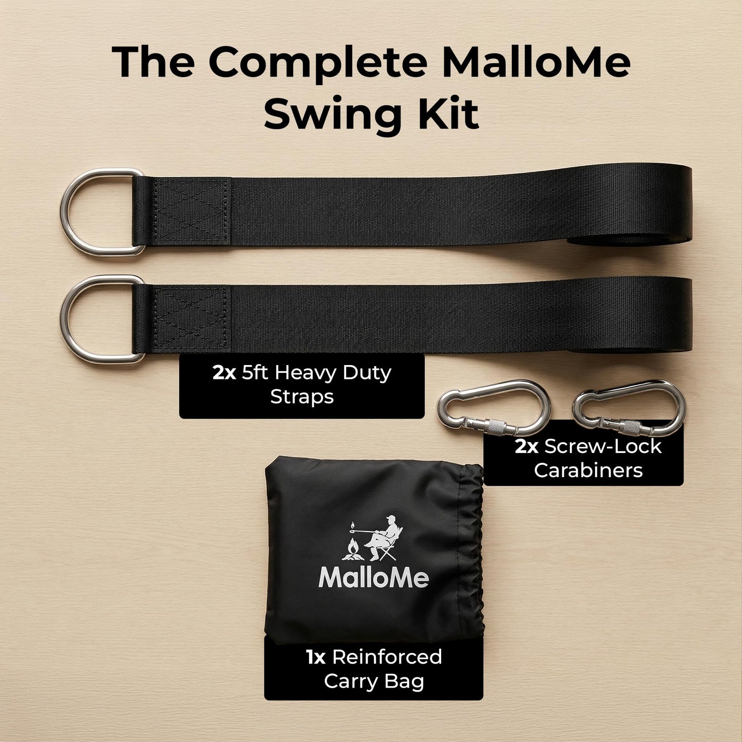 MalloMe Tree Swing Straps & Hammock Straps for Trees – Multi-Purpose Hanging Kit, Heavy Duty