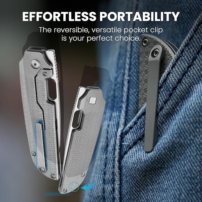 Kizer Varatas Pocket Knife, 3.27 Inches S35VN Blade Folding EDC Knife with Titanium Handle, Thumb Hole Opener Folding Hunting Knives Ki3637A1