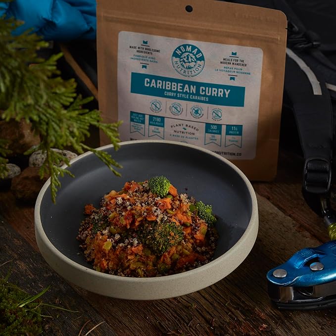 Nomad Nutrition Caribbean Curry | Instant Freeze Dried Backpacking & Camping Food | Plant-Based, Non-GMO Hiking Meals with High-Energy, Vegan, Gluten-Free | 112g - 1 Pack