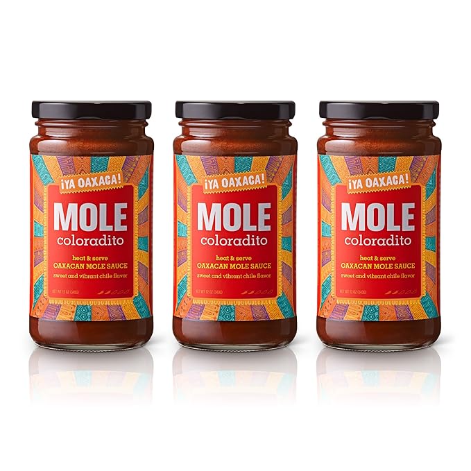 Ya Oaxaca - Mole Sauce - Coloradito - Mild Spice - Blend of Smoked & Dried Chiles, Spices, & House Made Chocolate - Vegan, Non-GMO, Gluten Free - Great on Enchiladas, Tacos, Tortillas - 12oz (3pk)