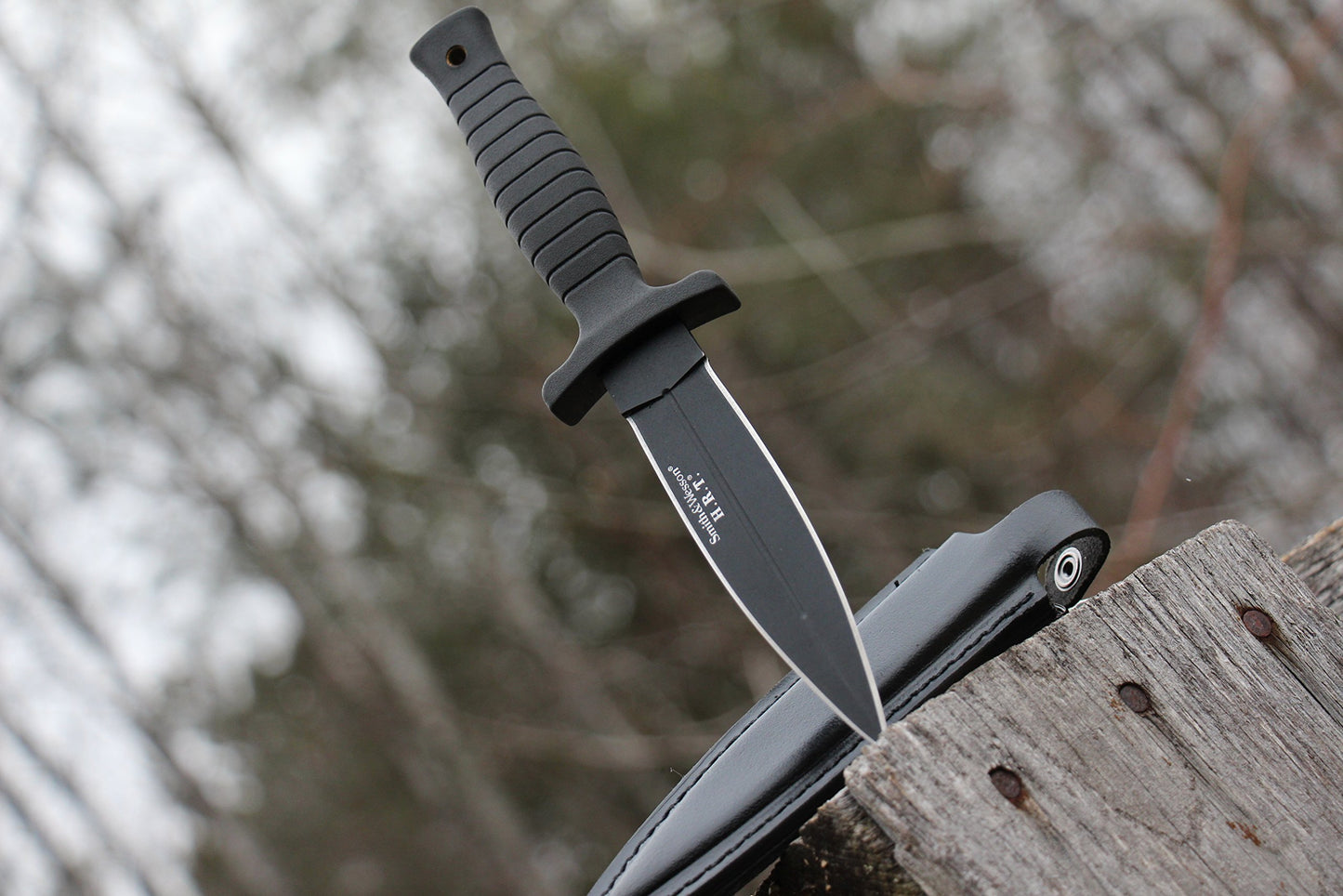 Smith & Wesson SWHRT9B 9in High Carbon S.S. Fixed Blade Knife with 4.7in Dual Edge Blade and TPE
