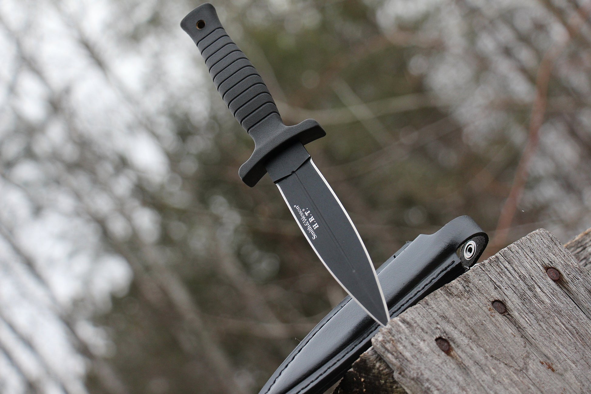 Smith & Wesson SWHRT9B 9in High Carbon S.S. Fixed Blade Knife with 4.7in Dual Edge Blade and TPE