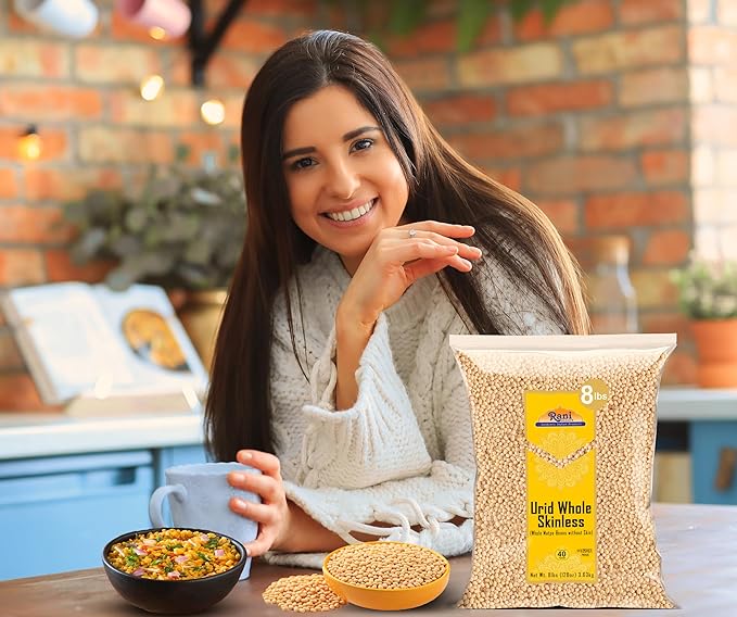Rani Urid/Urad Gota White (Matpe Beans Skinless) Indian Lentils 128oz (8lbs) 3.63kg Bulk ~ All Natural | Gluten Friendly | Non-GMO | Kosher | Vegan | Indian Origin
