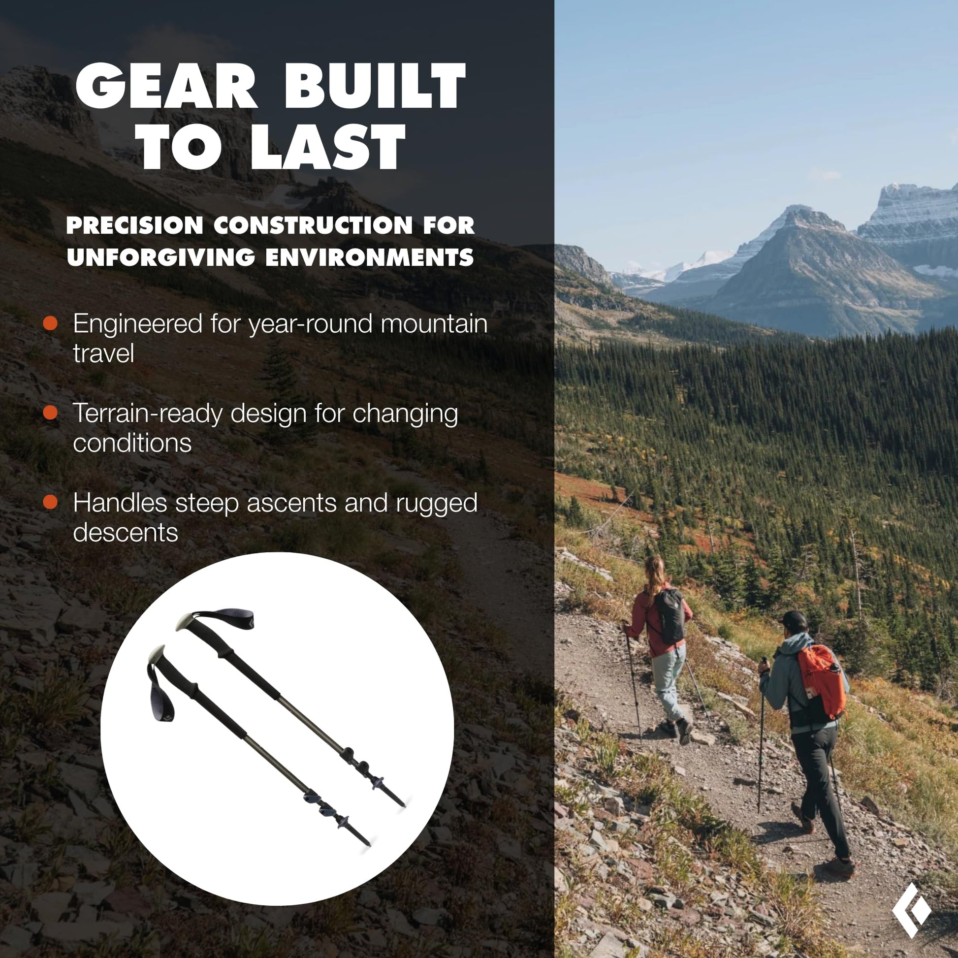 BLACK DIAMOND Trail Trekking Poles Aluminum (Pair), Granite