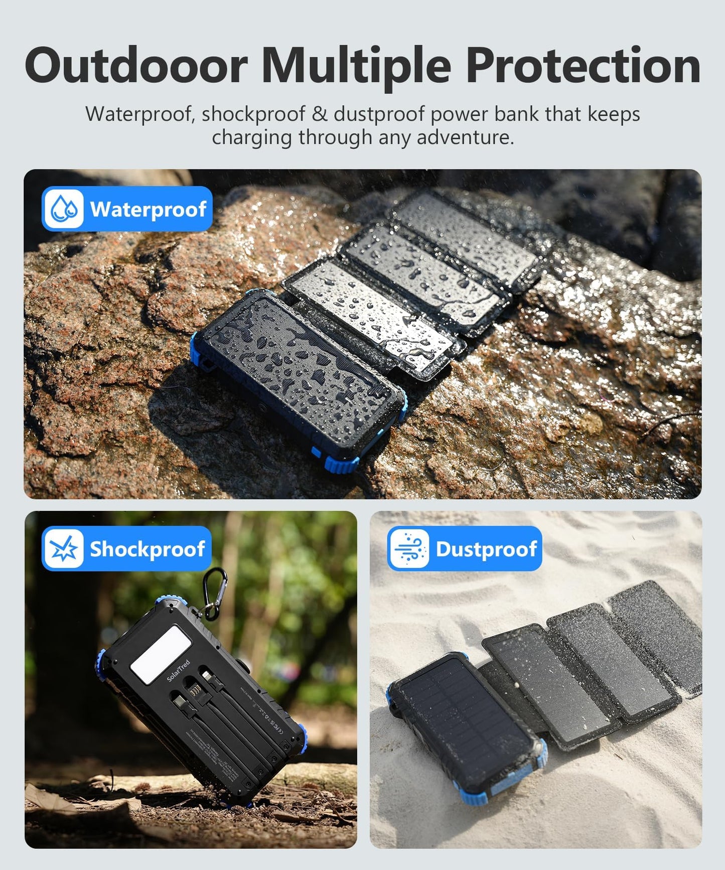 Solar Power Bank 20000mAh with 4 Panels