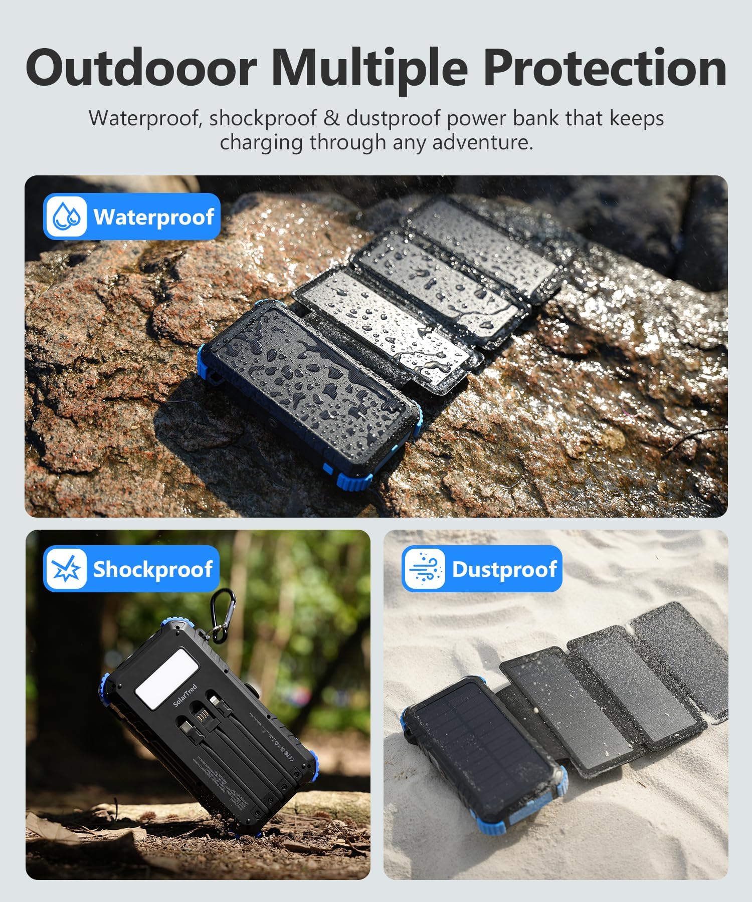 Solar Power Bank 20000mAh with 4 Panels