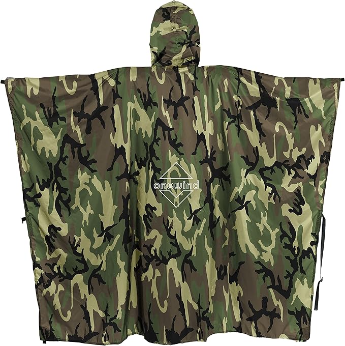 onewind Hooded Rain Poncho, Silnylon Rain Coat Versatile Survival Shelter Waterproof Breathable Lightweight Poncho