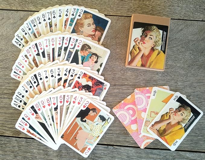 Romantic Love Playing Cards (Poker Deck 54 Cards All Different) Vintage Retro Romantic Love Art by Jim Schaeffing