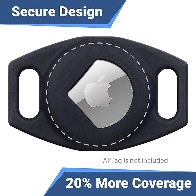 GoTags Personalized AirTag Dog Collar Holder, Engraved Tracker Case for Pet Collar, Custom Text with Phone Number, Slide On Tag for GPS Nameplate, Track Dogs with Apple iPhone, 4 Colors (Small)