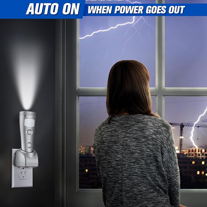 Enhon 9 Pack 4 in 1 LED Emergency Lights for Home Power Failure, Rechargeable Plug in Flashlight Motion Sensor Night Light, Automatic Turn On Power Outage Light for Home Hurricane Supplies