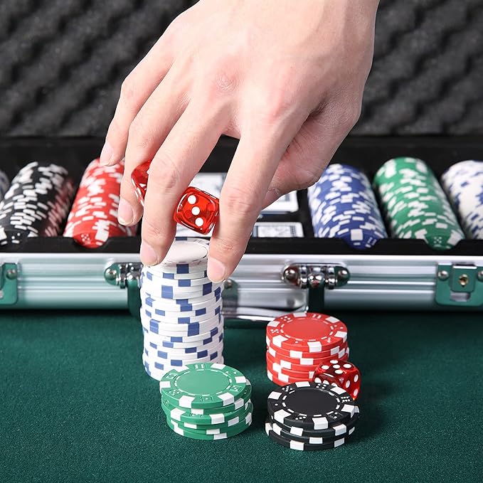 LUCKYERMORE 300 PCS Poker Chips Set 11.5 Gram Poker Set Casino Clay Poker Chips Poker Sets with Case for Texas Holdem Gambling Blackjack 1 Dealer Buttons, 2 Decks