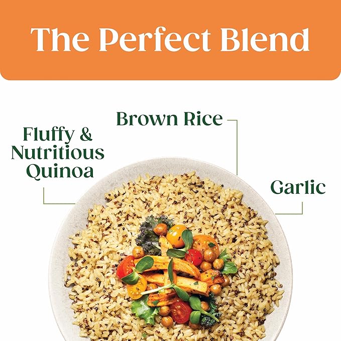 SEEDS OF CHANGE Organic Quinoa & Brown Rice with Garlic Family Size, Organic Food, 17.3 oz Pouch (Pack of 6)
