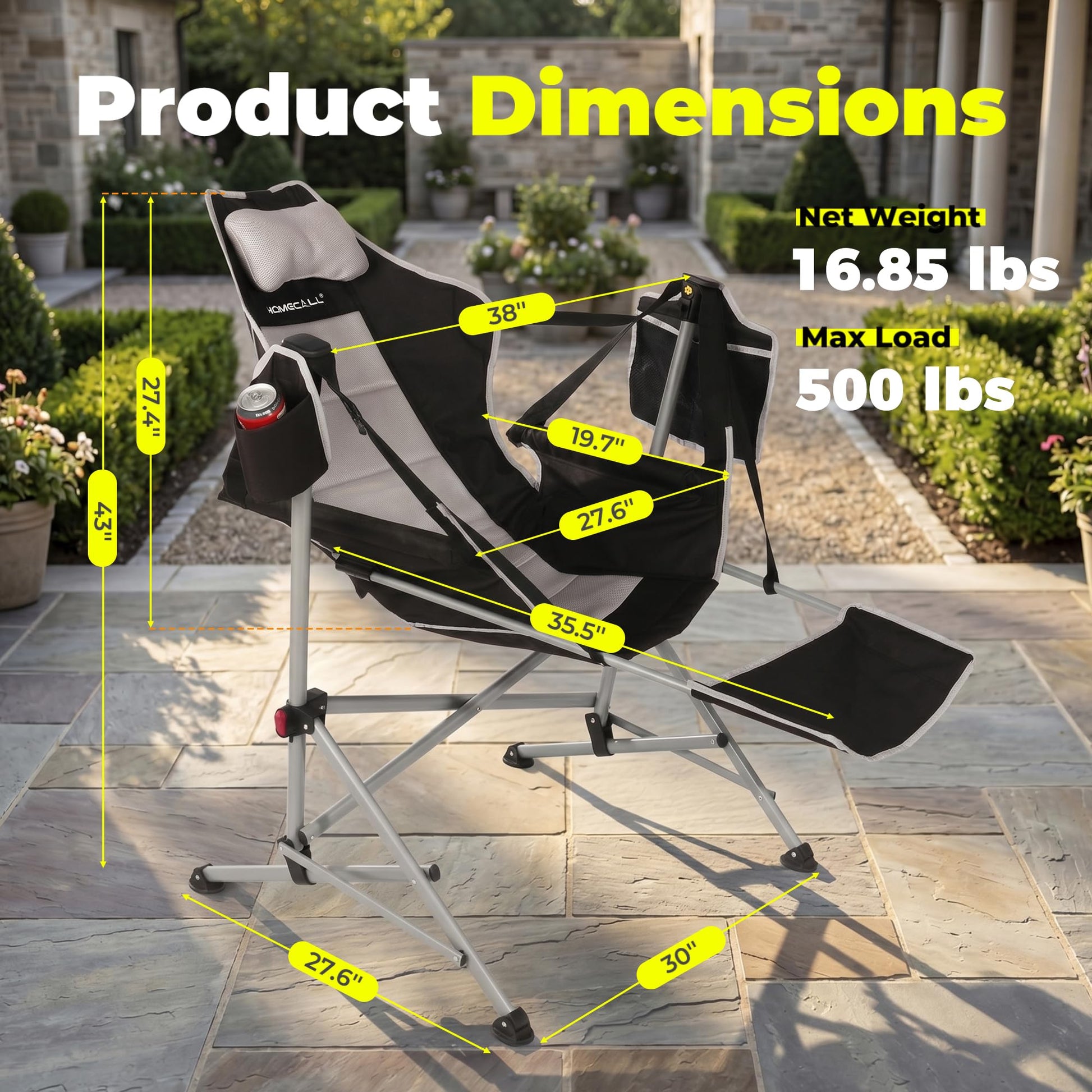 Hammock Camping Chair with Footrest, Heavy Duty Swinging Chair 500LB