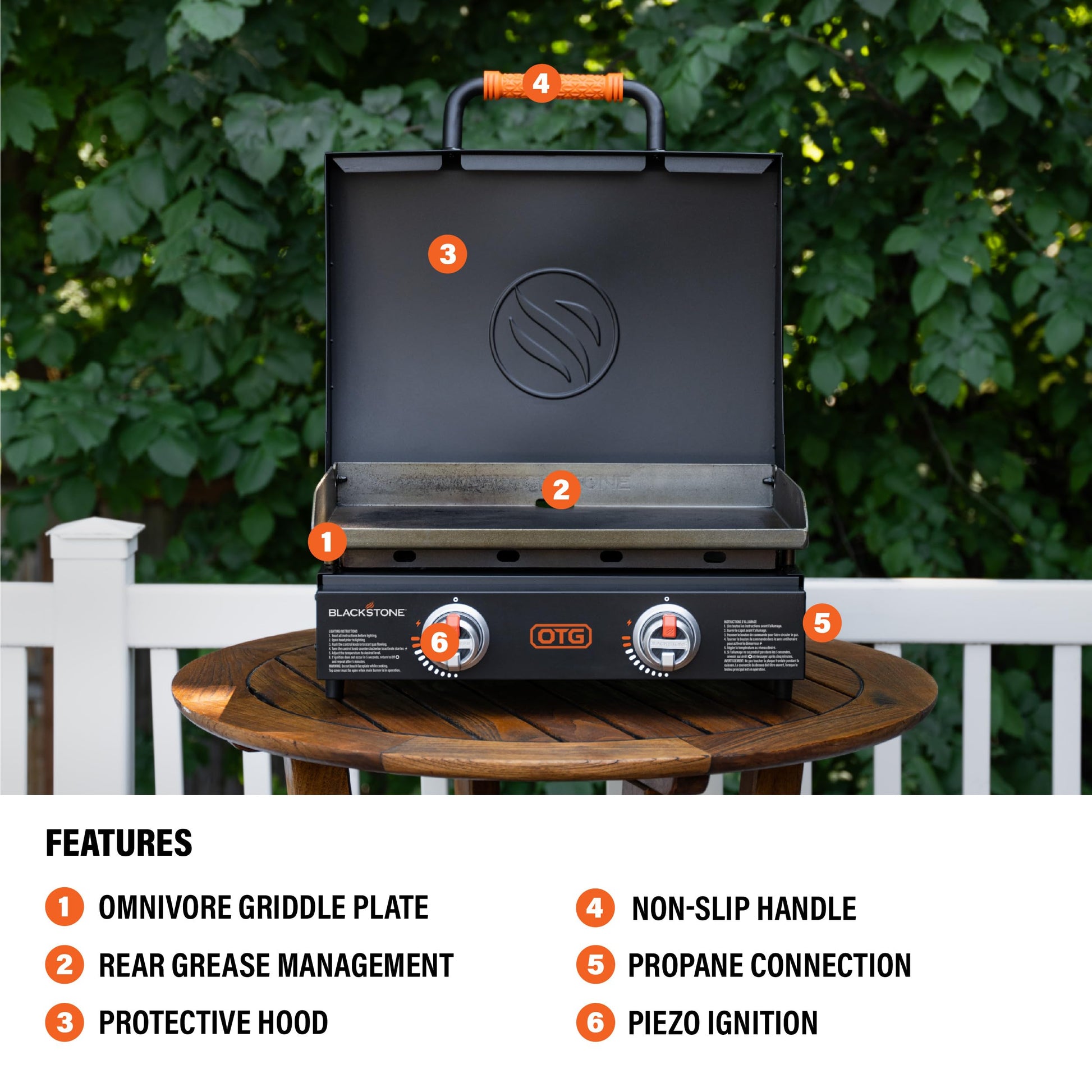 Blackstone OTG Outdoor Tabletop Griddle with Built-in Hood, Black, 22 Inch