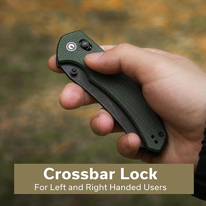 CIVIVI Sixgill Folding Pocket Knife for EDC, 3.41'' Nitro-V Blade Micarta Handle, Deep Carry Reversible Clip, Gift for Men Women C24050-3 (Green)