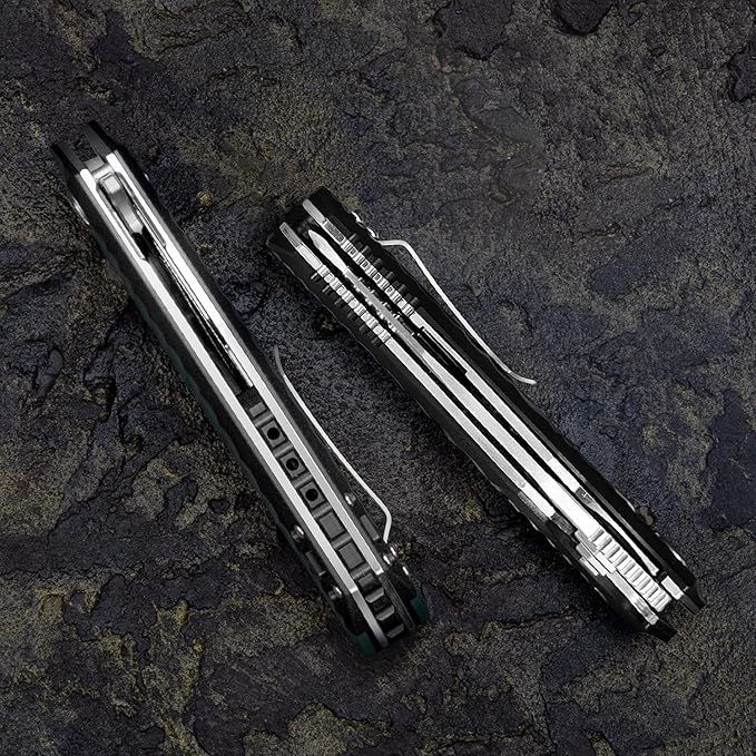 folding pocket knife with 4in d2 tool steel blade,liner lock g10 handle,edc camping hunting knives with clip for men and women (green)