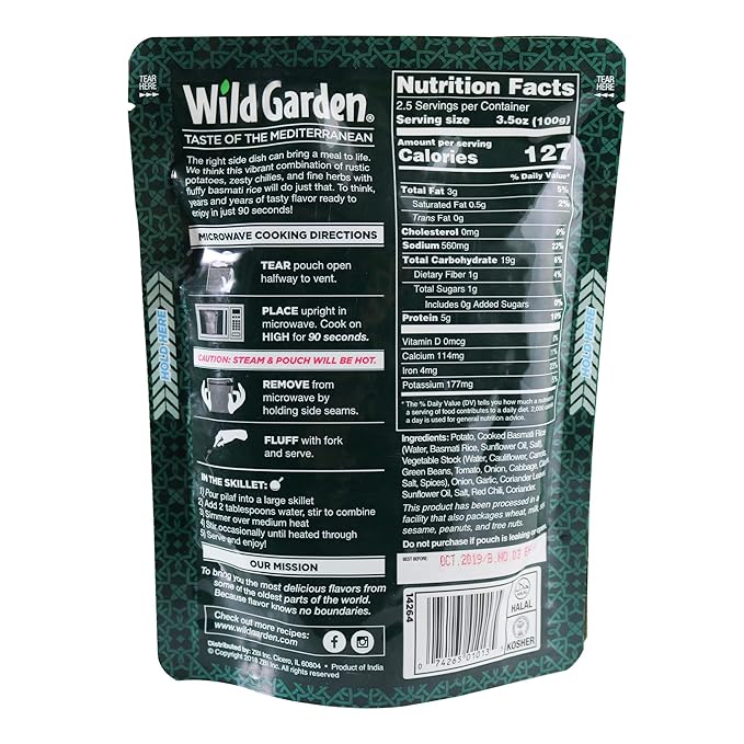 Wild Garden Heat and Serve Pilaf, Rice & Potato, Fully Cooked, Ready to Eat, Microwavable 8.8 oz, 6 pack