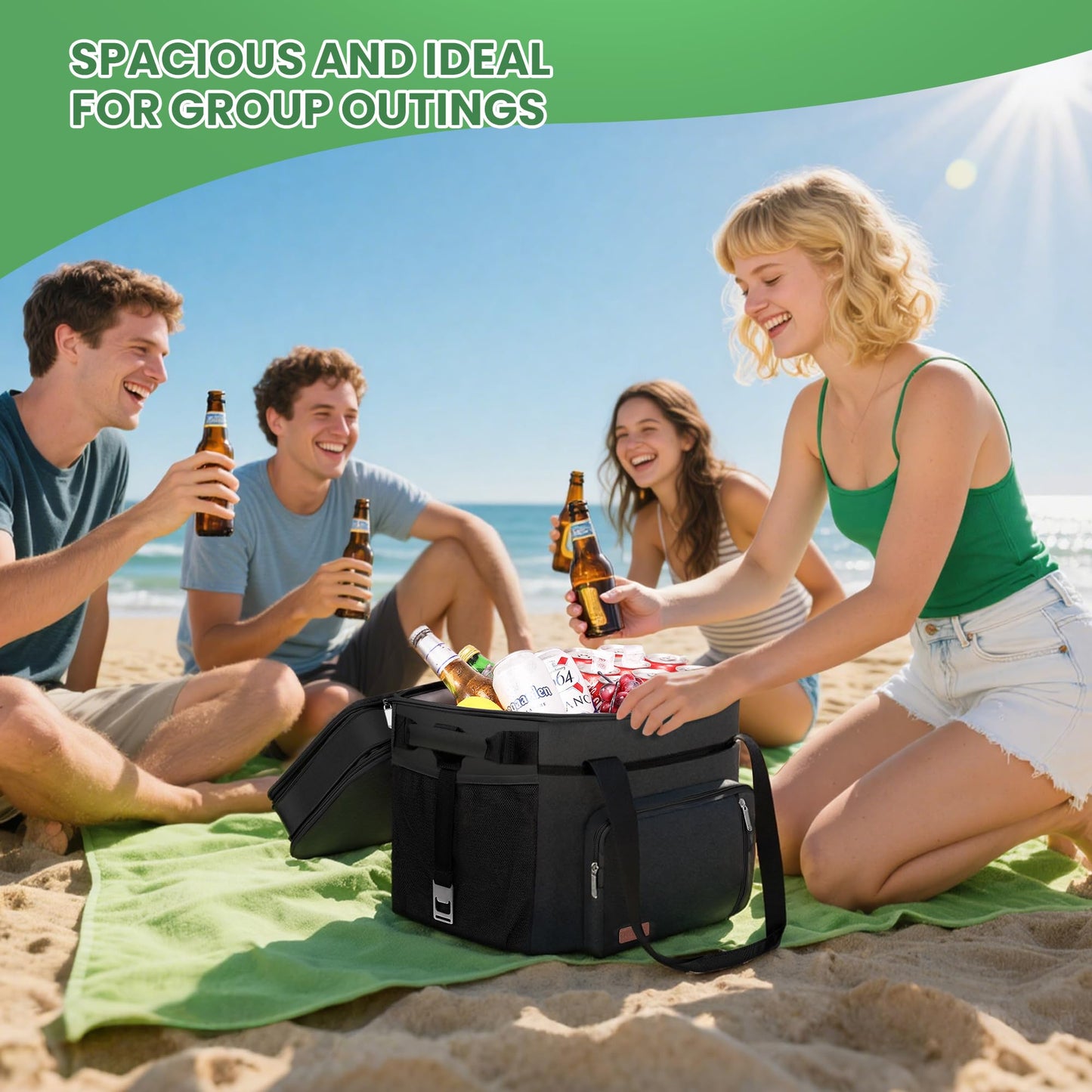 MIYCOO Cooler Bag with Expandable Double Deck, 60 Can Leakproof Cooler