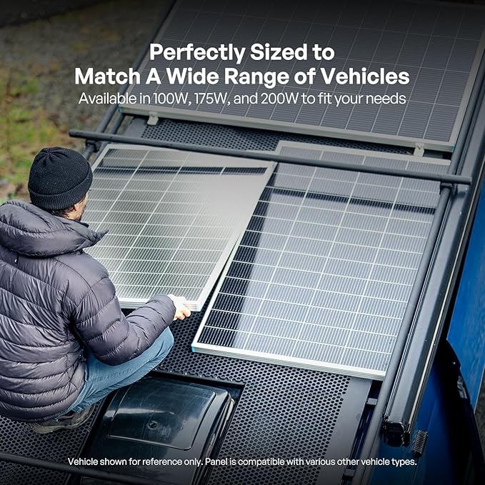 100W Solar Panel N-Type 16BB, 12V RV Solar Panel 100 Watt, 25% High Efficiency, Monocrystalline PV Module Solar Charger for Roof Boat Camping Van Trailer Cabin Off-Grid Applications