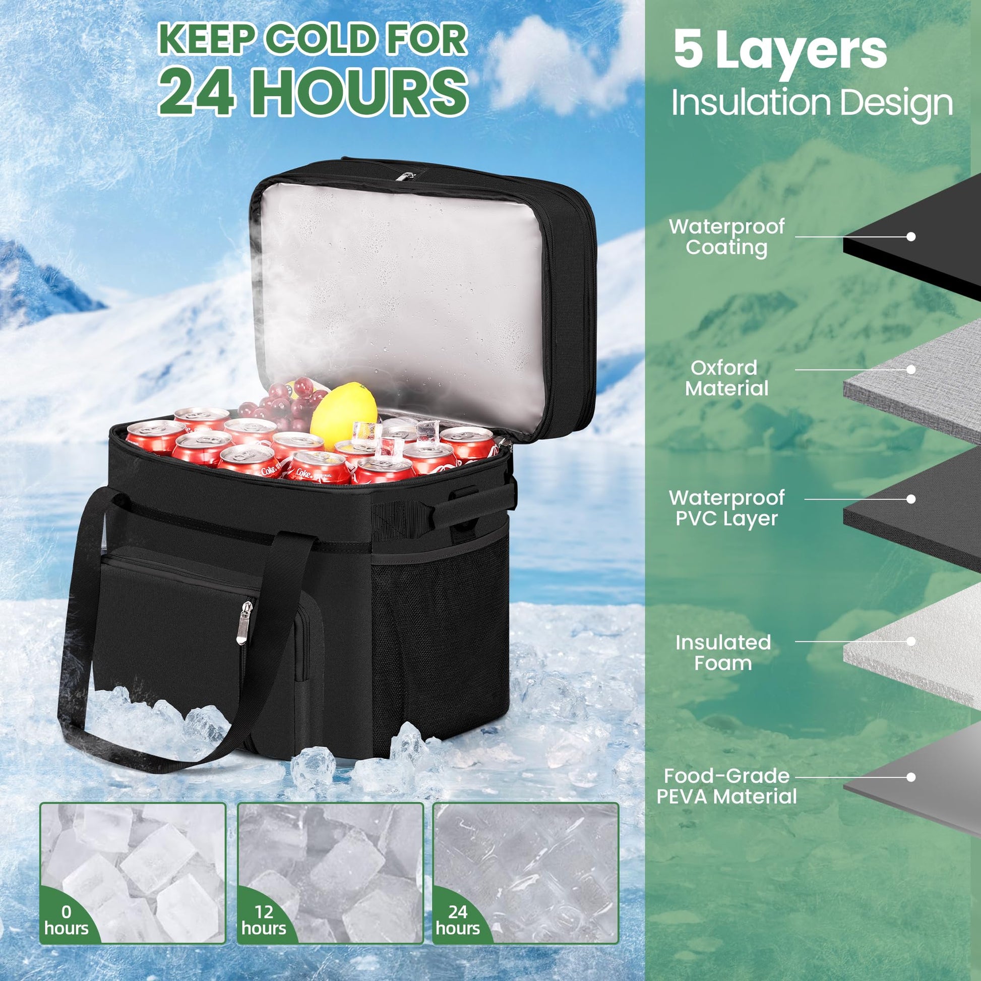 MIYCOO Cooler Bag with Expandable Double Deck, 60 Can Leakproof Cooler