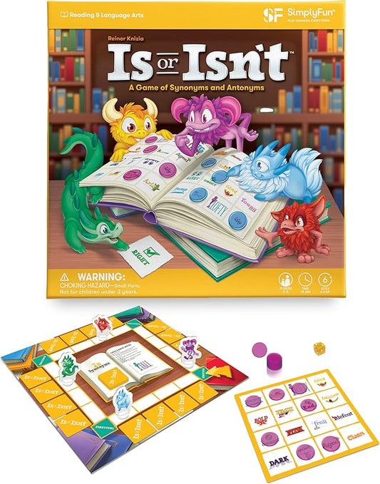 SimplyFun Is or Isn?™t - Expand Vocabulary Skills by Identifying Synonyms and Antonyms - an Engaging and Educational Bingo Game for Kids - for 2 to 5 Players, Ages 6 & Up