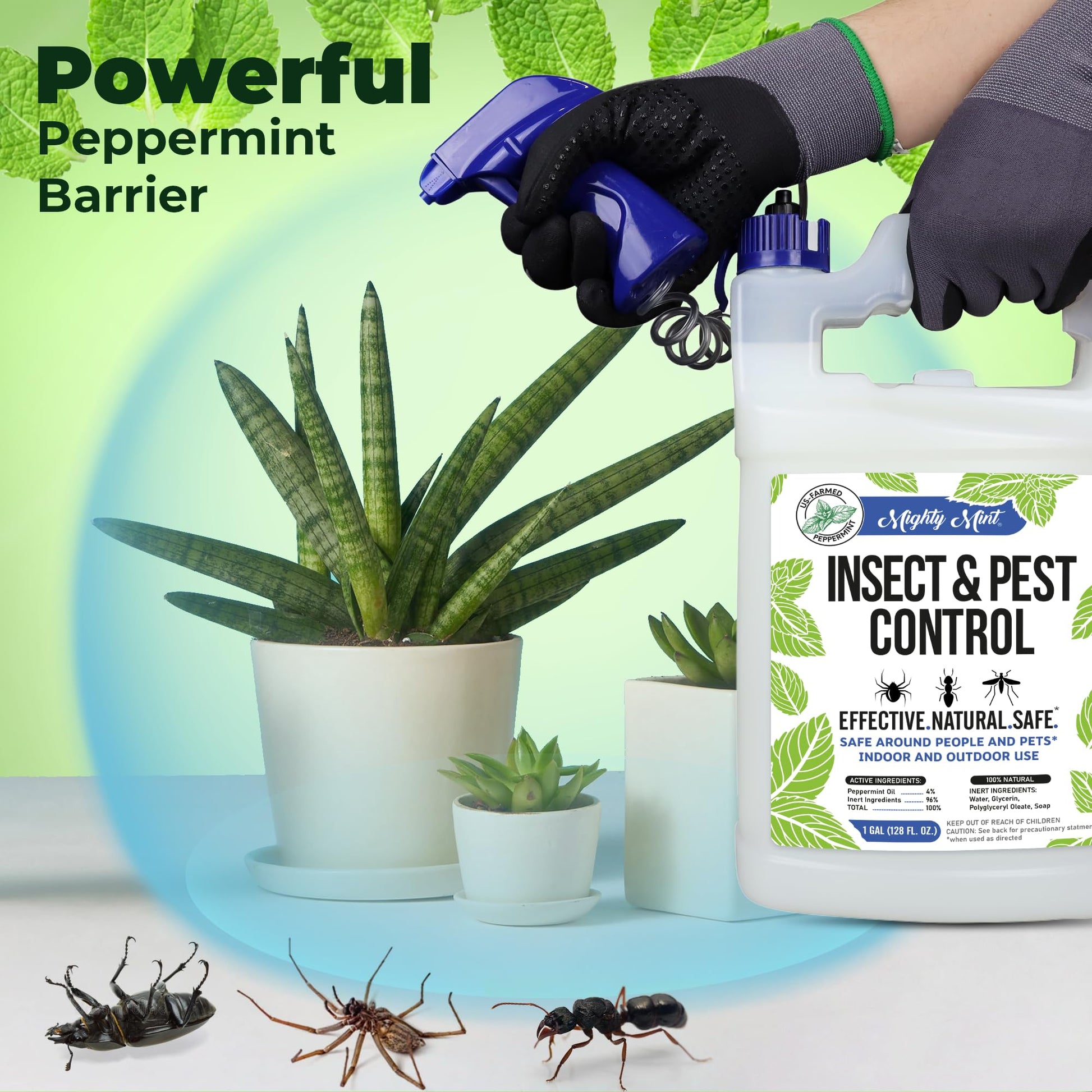 Mighty Mint Peppermint Oil Insect Repellent Spray, 1 Gallon (128 oz)