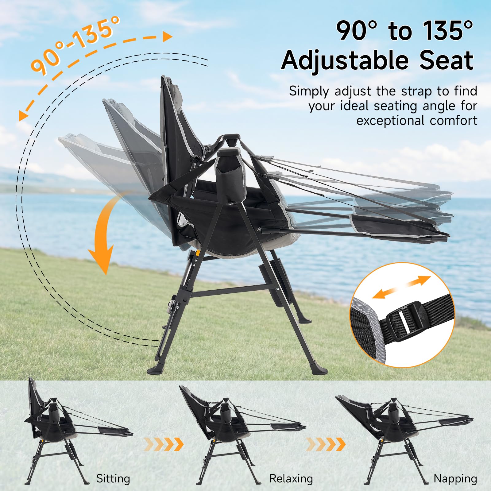 Dovov Hammock Camping Chair with Removable Footrest, 400lbs Heavy Duty Portable Swing Chair Outdoor