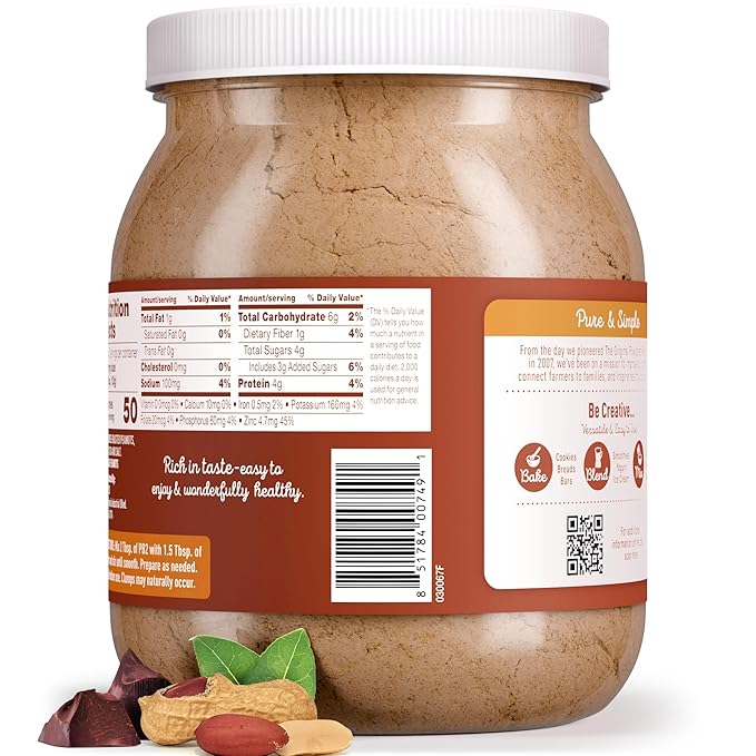 PB2 Powdered Chocolate Peanut Butter with Cocoa | 2lb Jar | 4g of Protein, 90% Less Fat, Certified Gluten Free, Only 50 Calories per Serving for Shakes, Smoothies, Low-Carb, Keto Diets