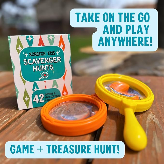 Scratch 'Ems Scavenger Hunts | 42 Scratch Off Adventure Cards - Outdoor Scavenger Hunt for Kids & Families | All Season, Reusable Scratch-Off Cards for Screen-Free Fun, Nature Activity & Camping
