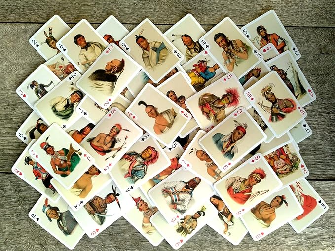 Indians Playing Cards (Poker Deck 54 Cards All Different) Vintage Retro Native American Portraits by Charles Bird King