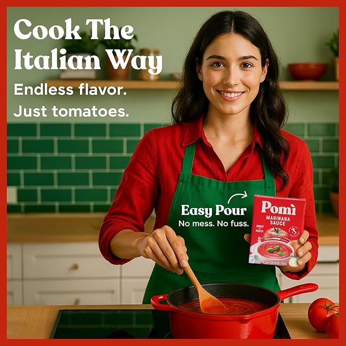 Pomì Marinara Sauce 26.46oz (Pack of 12) - Made in Italy - Non-GMO & Gluten-Free - Creamy, Velvety Tomato Sauce, No Salt Added, No Additives or Preservatives - 100% Fresh Italian Tomatoes