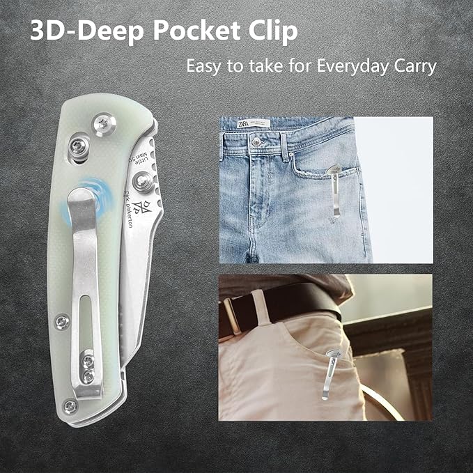 KANSEPT Little Main Street Pocket Folding Knives EDC Axis Lock Camping Knife 2.26'' Stonewashed 154CM Blade Knife with Jade G10 Handle for Men Women Everyday Carry T2015V5