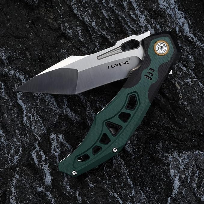 high hardness sharp folding pocket knife, 3.7in vg10 steel blade, inlaid G10 handle, lining lock, titanium clip, EDC flipper utility knife, used for hunting, camping, hiking and fishing