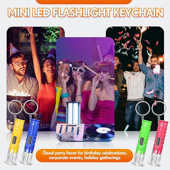 Jexine 150 Pcs Flashlight Keychain, Assorted Colors Portable LED Flashlight, Handheld Plastic Keychain Flashlights, LED Key Chains for Halloween Hiking Camping Cycling Party Favor(Multicolor)
