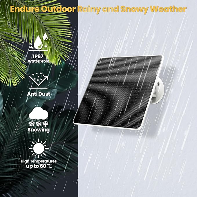 FlexSolar 2 Pack 6W Solar Panel for Security Camera Outdoor, 5V USB Solar Charger Compatible with Rechargeable Battery Powered Cam, Camera with IP67 Waterproof, 9.8ft Cable, 360° Adjustable Bracket