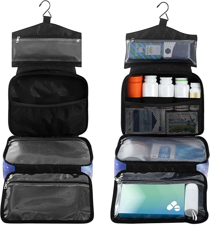 Fustylead Beautiful Unicorn Silhouette in Galaxy Nebula Cloud Large Medicine Bag Travel Pill Bottle Organizer with Zipper, Empty First Aid Bag for Camping Hiking Outdoors