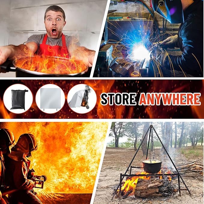 Fireproof Lithium Battery Cover 79 x 79 Inches Ebike Battery Fire Protection Extinguisher Isolate and Extinguish Small Fires, Fire Suppression Blanket for E-Scooter and E-Bike