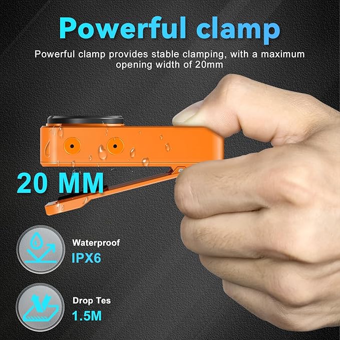 EDC Flashlight Clip-on Light, 530 Lumens Rechargeable with Type-C Charging, Combines Floodlight, Spotlight and UV, Equipped with Charging Cable and Instruction Manual(Orange)