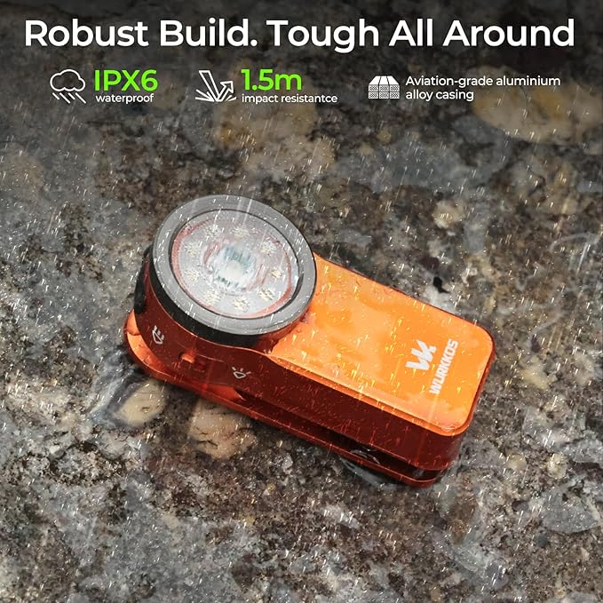 Wurkkos HD03 Rechargeable Flashlights EDC Clip-on Light, Bright 680 Lumens Pocket Flashlight, Combines Spotlight/Floodlight/RGB Light, Magnetic, IPX6 Waterproof for Cycling, Repairing (Orange)