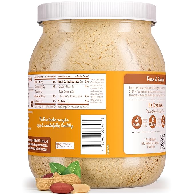 PB2 Powdered Peanut Butter Powder | 2LB Jar | Certified Gluten Free, Low-Carb, Keto Diet Friendly | Original Flavor with 6G of Protein, 90% Less Fat, 60 Calories Per Serving | Easy Mix for Healthy, Fit Diet