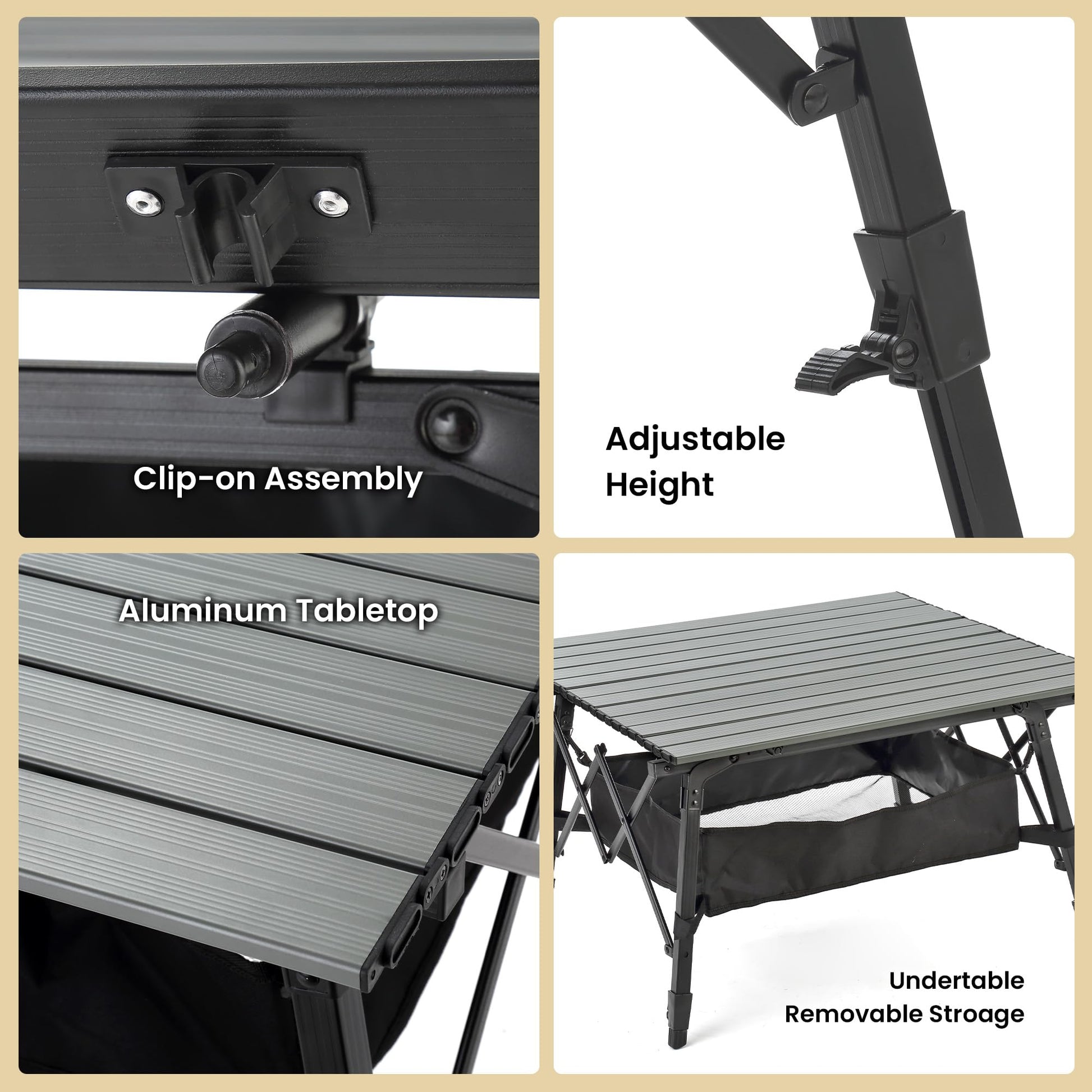 ARROWHEAD OUTDOOR 39 in Aluminum Folding Camp Roll Up Table, Camping