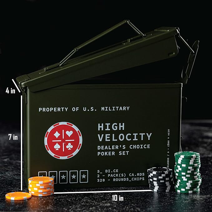 Kölbs Titan LSO Poker Set, Tactile Box Contains The Ultimate Poker Set - Playing Cards, Poker Chips Set & More, Case and Set Also for Texas Holdem, Blackjack Plus, Groomsmen Gifts for Men (with Dice)