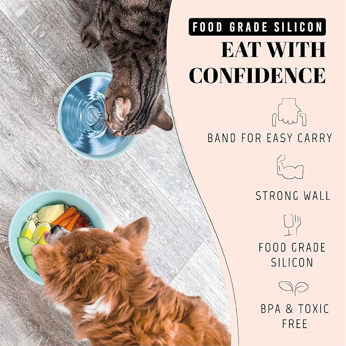 AVERYDAY 50 Oz Travel Dog Bowls with Lids, 2-in-1 Portable Pet Bowls for Food and Water, Leakproof Travel Dog Food & Water Bowl for Outdoor, Camping, Travel Dog Feeding Bowl, Daycare Pet Bowls