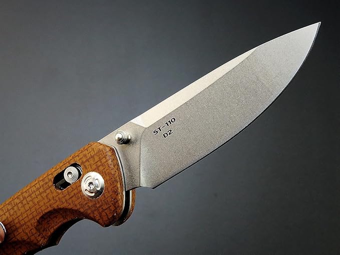 Sitivien ST110 Folding Knife, D2 Blade and Micarta Handle Pocket Knife, EDC Tool Knife with Pocket Clip for Outdoor Camping Hiking Survival(Brown) …