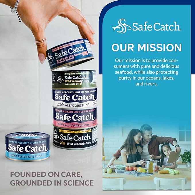 Safe Catch Wild Pink Salmon Canned Wild-Caught Skinless Boneless Salmon Fish Every Can Of Salmon Is Mercury Tested Kosher, 6-Pack Salmon Cans 5oz