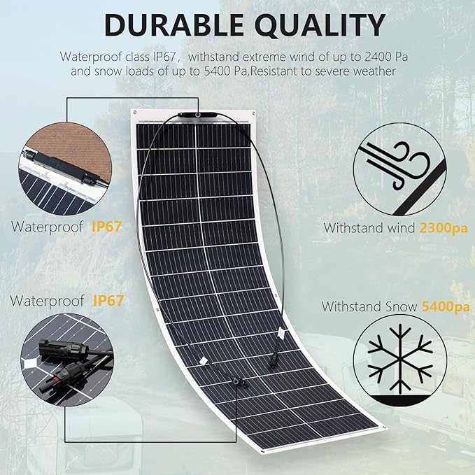 XINPUGUANG 100w 12V Flexible Solar Panels 600W 24V Solar System Kit Monocrystalline Cell Module 45A Controller 2000w Inverter for Off Grid Solar Battery Charger for Home Cabin RV Boat Trailer(600W)