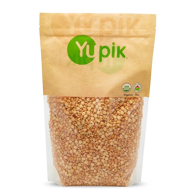 Yupik Organic Yellow Split Peas, 2.2 lb (35.2 oz), USDA Certified, Non-GMO, Vegan, Gluten-Free, Hearty & Sweet Flavour, Excellent Source of Protein & Fiber, Perfect for Soups, Stews & Salads