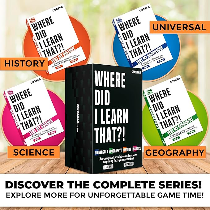 QUOKKA Trivia Card Game with 500 Questions in Geography ??Trivia Games for Adults, Teens, and Families ??Trivia Cards with Answers ??Great Board Games Trivia for Family Party and Game Night